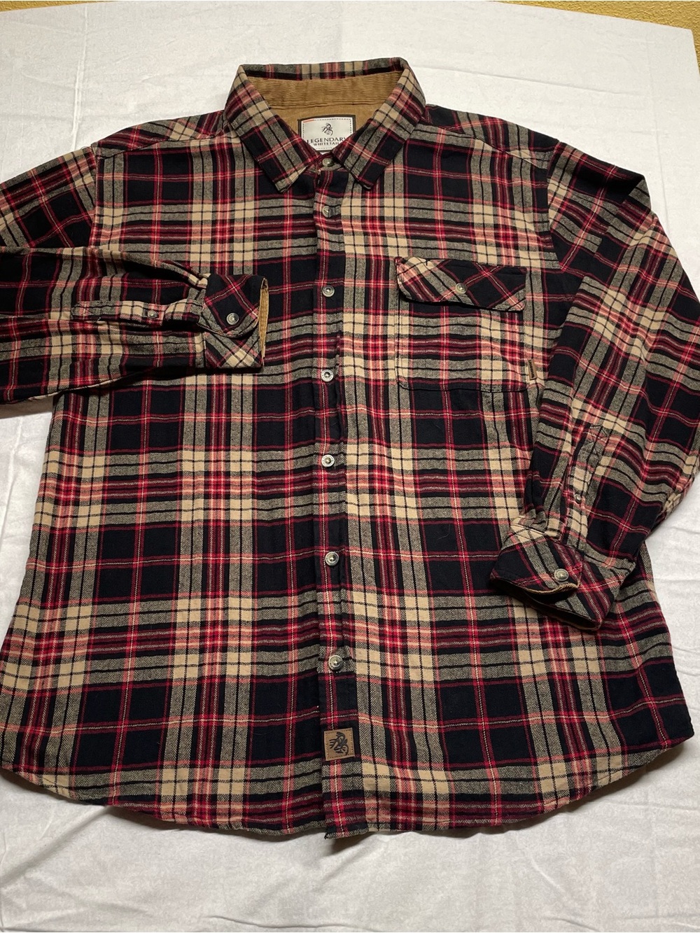 Legendary Whitetails Men's Black, Red & Cream Plaid Button-Down Shirt